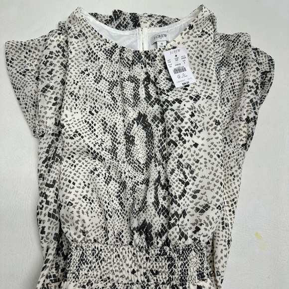 J. Crew Women's Animal Reptile print smocked-waist dress AK925 Grey/White small - Picture 11 of 11